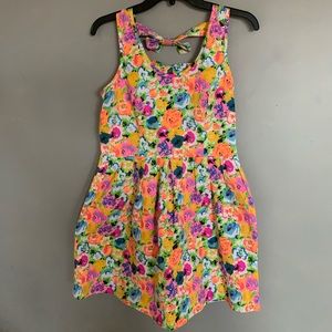 Bright Floral Bow tie Dress